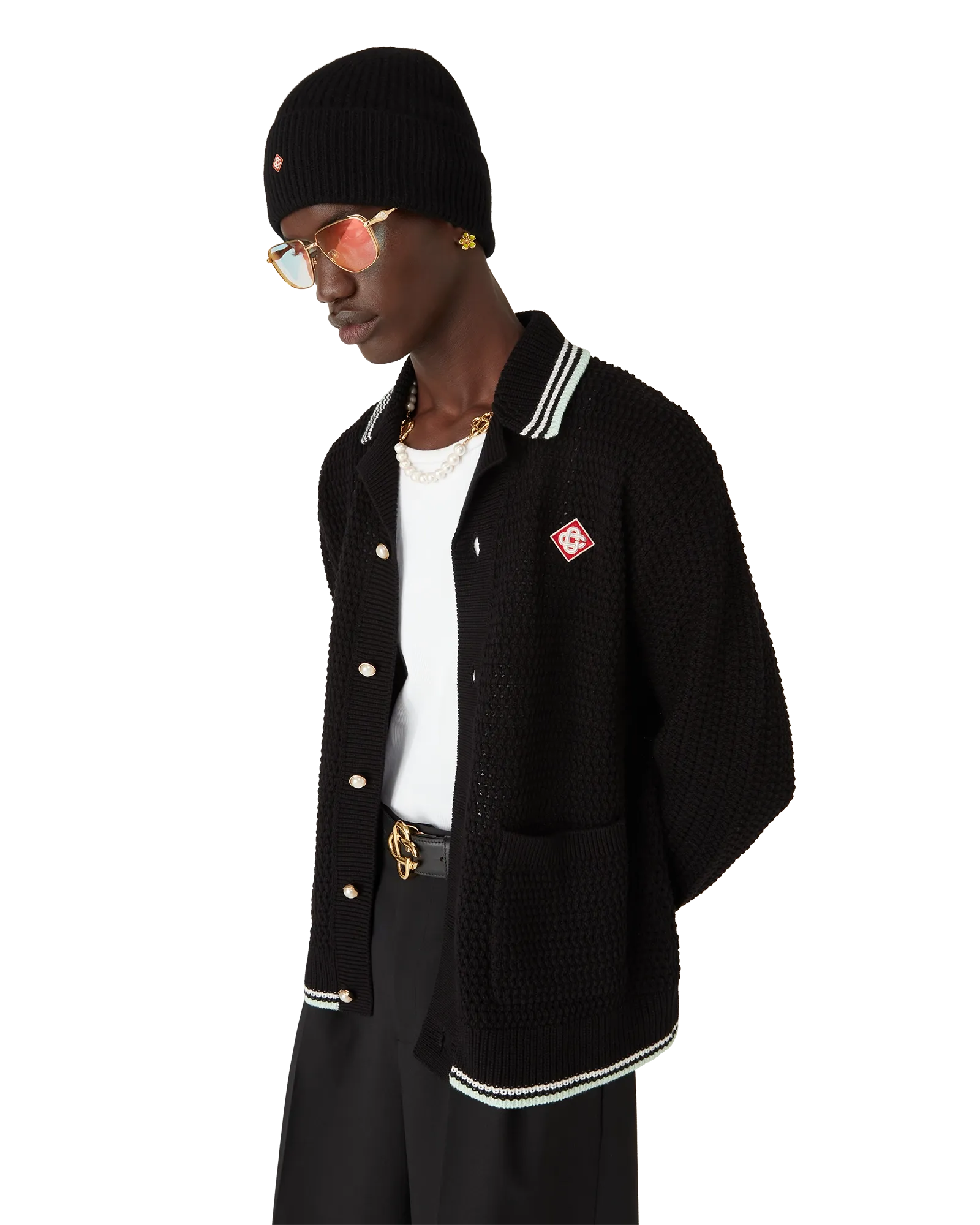 Chemise à manches longues en crochet de coton brodé