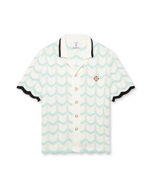 Gradient Wave Cotton Crochet Short Sleeve Shirt