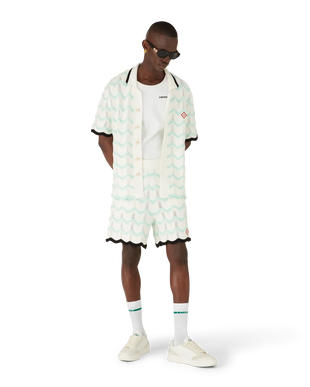 Gradient Wave Cotton Crochet Short Sleeve Shirt