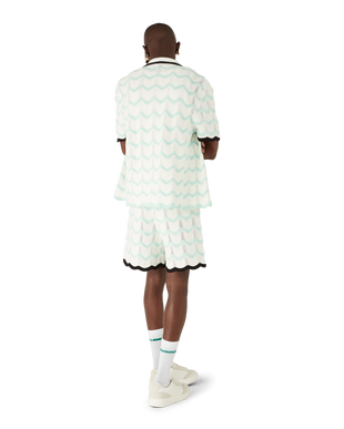 Gradient Wave Cotton Crochet Short Sleeve Shirt