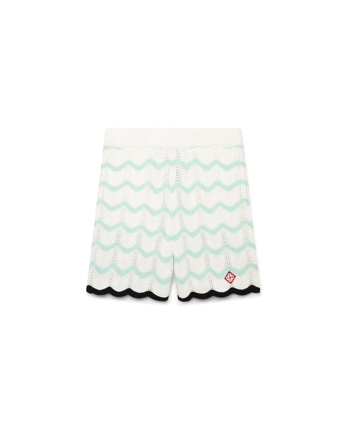 Gradient Wave Cotton Crochet Shorts