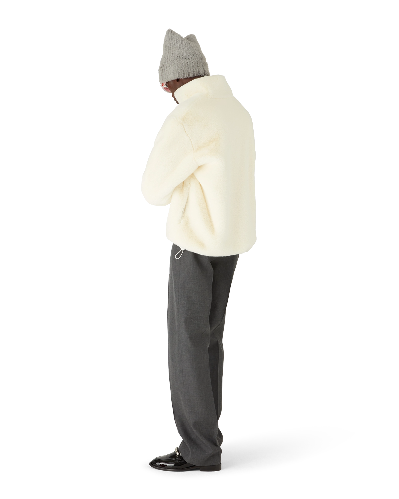 Tennis Mascot Quarter Zip Faux Fur Jacket