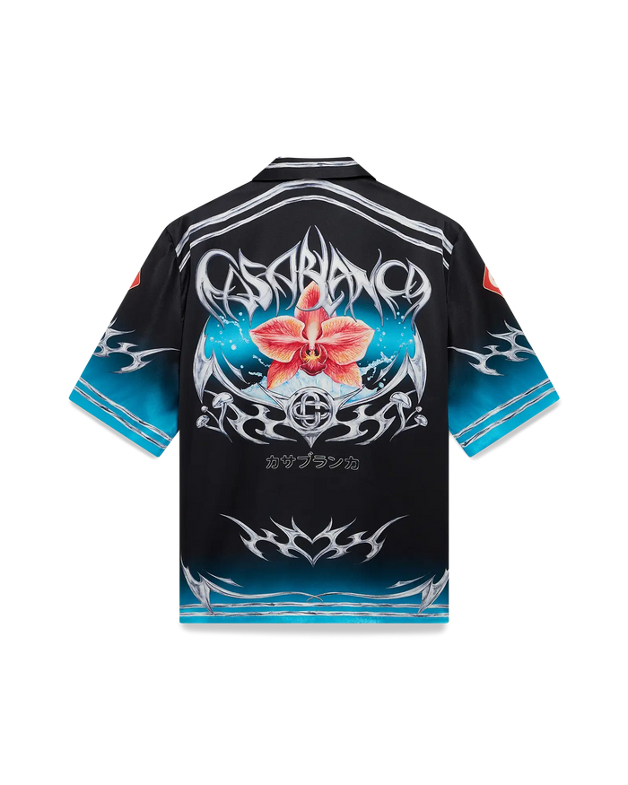 Blades  Short Sleeve Silk Satin Shirt