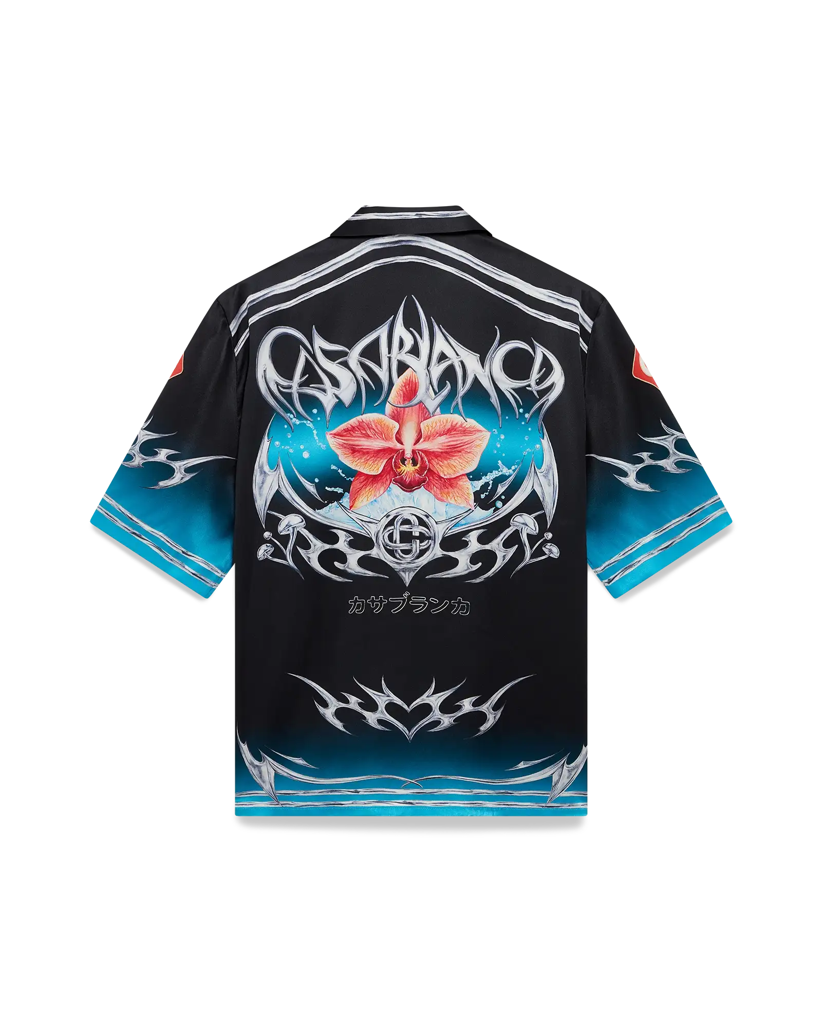 Blades Short Sleeve Silk Satin Shirt | Casablanca Paris