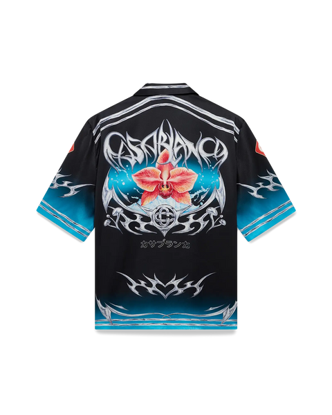 Blades Short Sleeve Silk Satin Shirt | Casablanca Paris