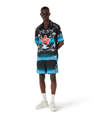 Blades  Short Sleeve Silk Satin Shirt