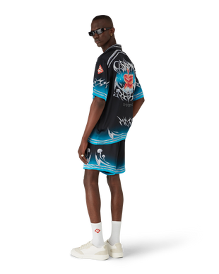 Blades  Short Sleeve Silk Satin Shirt