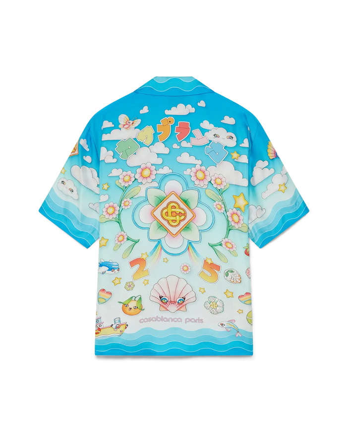 Kawaii Motif Short Sleeve Silk Twill  Shirt