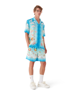 Kawaii Motif Short Sleeve Silk Twill  Shirt