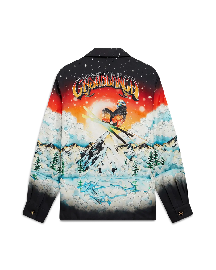 Chemise à manches longues en sergé de soie Ski Lake