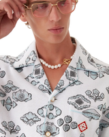 Chemise à manches courtes en jacquard à motifs