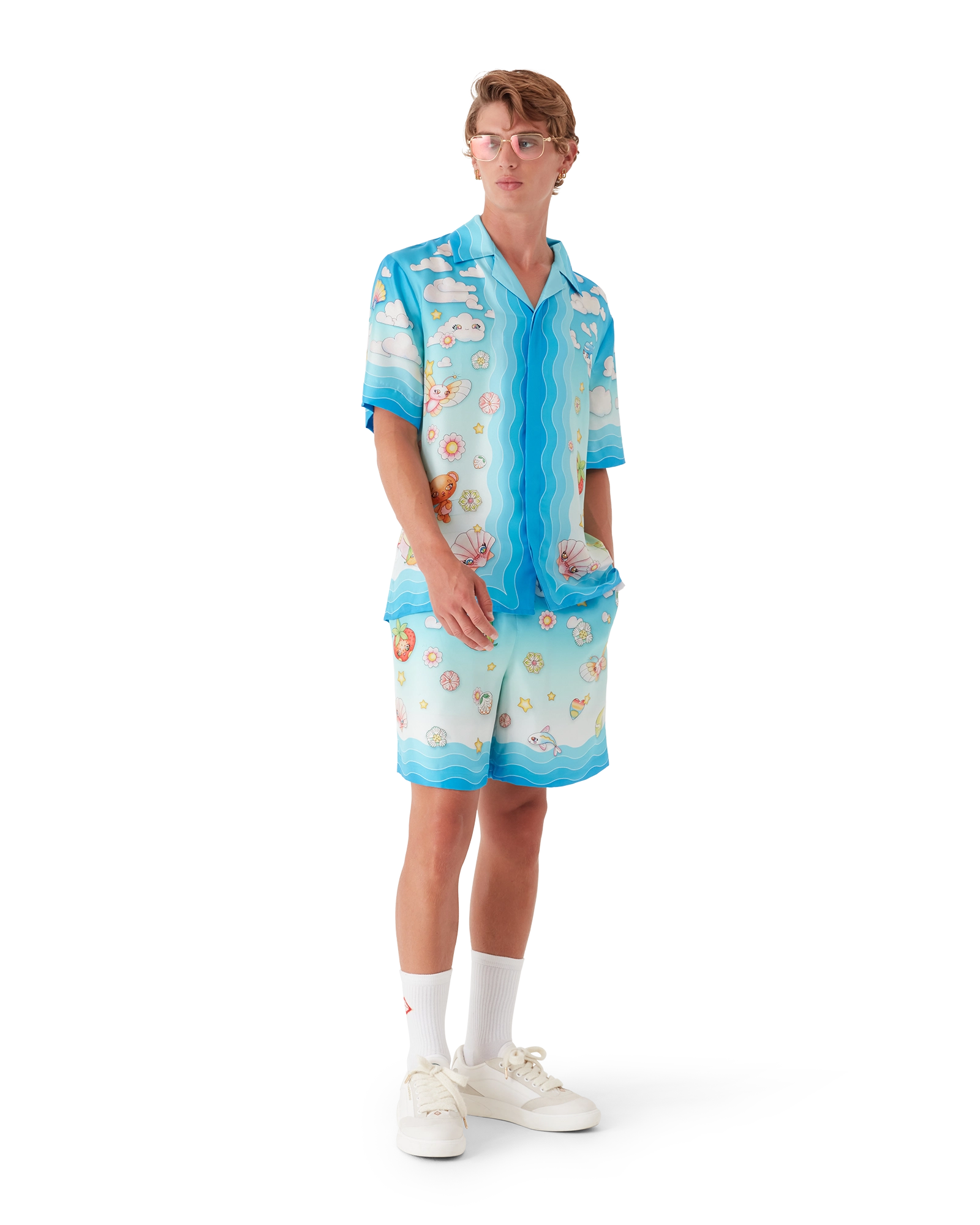 Kawaii Motif Silk Twill Shorts