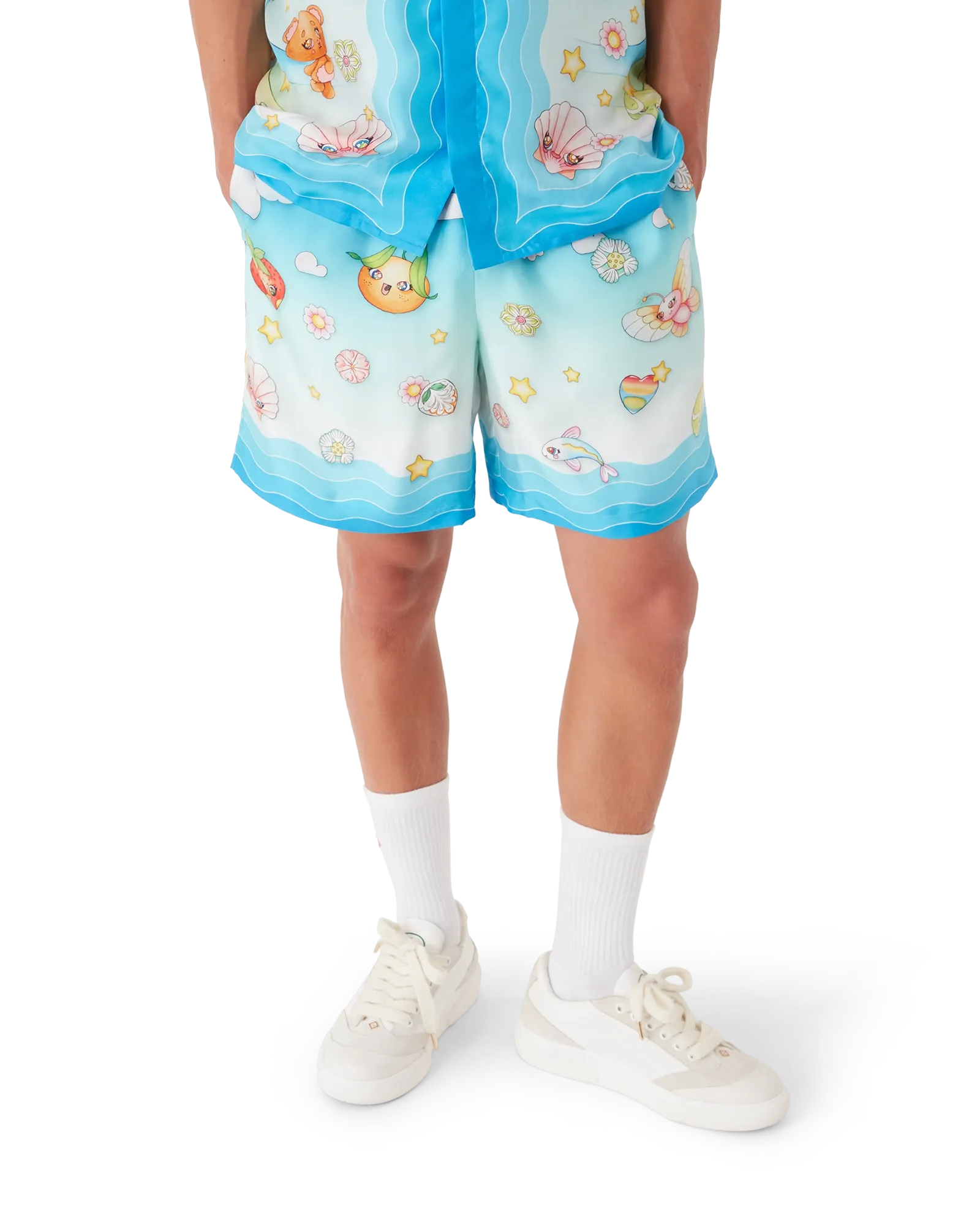 Kawaii Motif Silk Twill Shorts