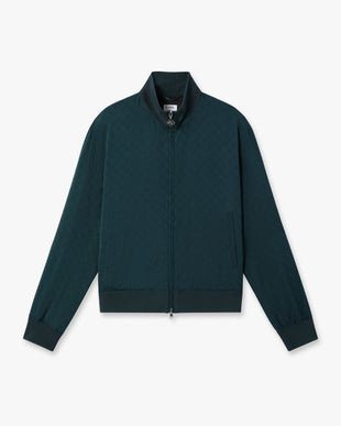 Dark Teal Monogram Zip-Up Track Jacket