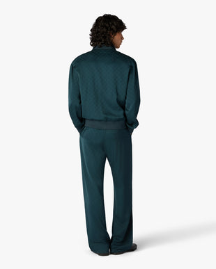 Dark Teal Monogram Zip-Up Track Jacket