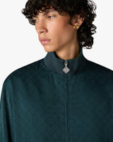 Dark Teal Monogram Zip-Up Track Jacket