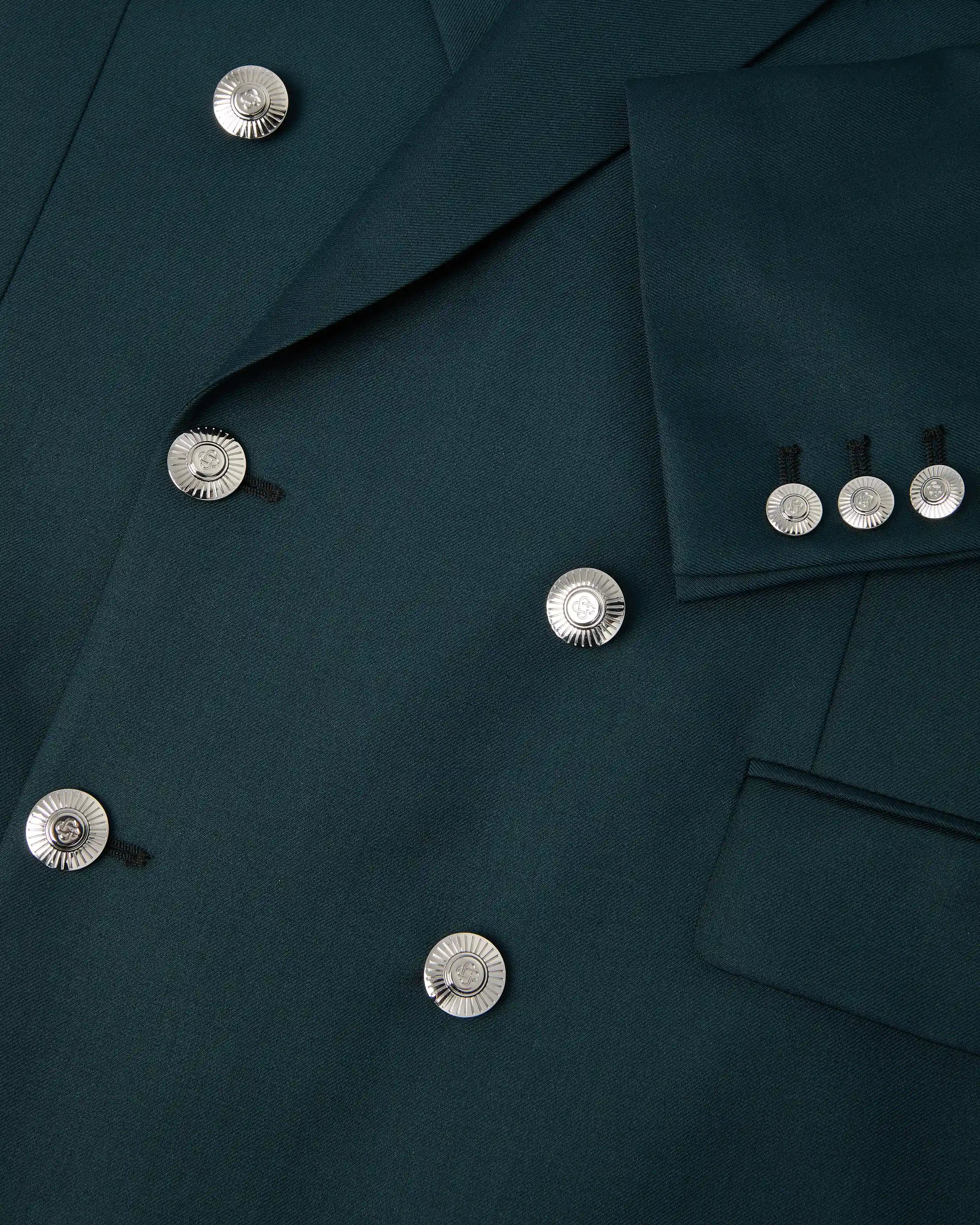 Dark Teal Wool Double-Breasted Jacket
