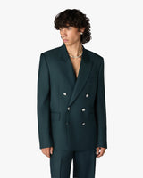 Dark Teal Wool Double-Breasted Jacket