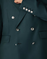 Dark Teal Wool Double-Breasted Jacket