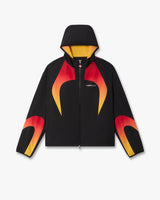 Black & Orange Gradient Zip-Up Hooded Jacket