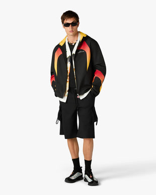 Black & Orange Gradient Zip-Up Hooded Jacket