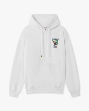 White Casa Kaspia New York Club Icon Printed Hooded Sweatshirt