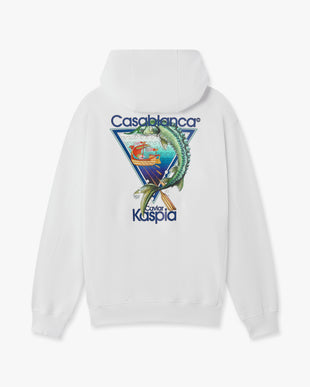 White Casa Kaspia New York Club Icon Printed Hooded Sweatshirt