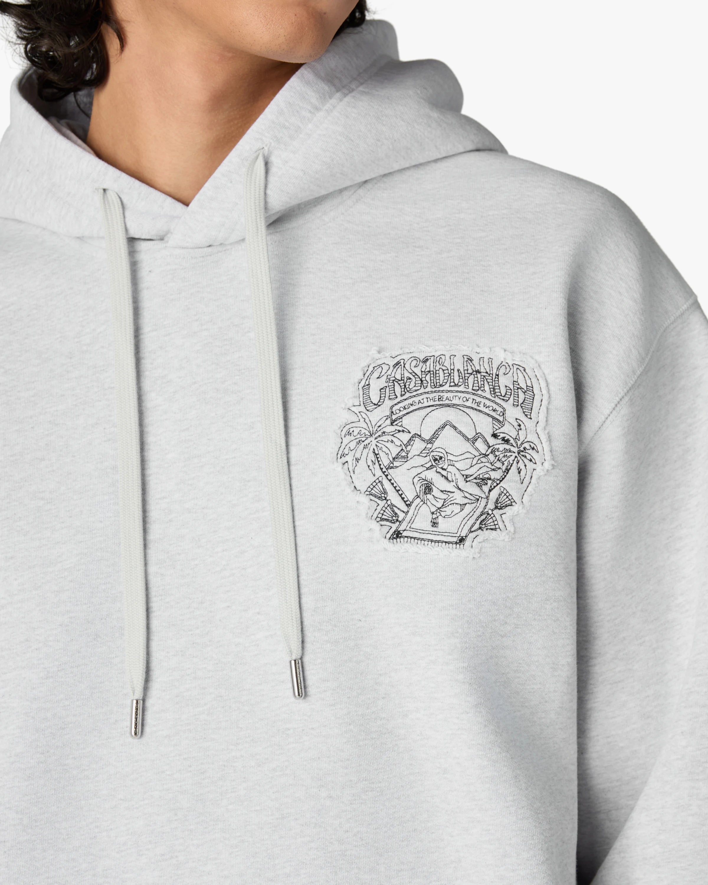 Grey Eveil Ancestral Applique Hooded Sweatshirt