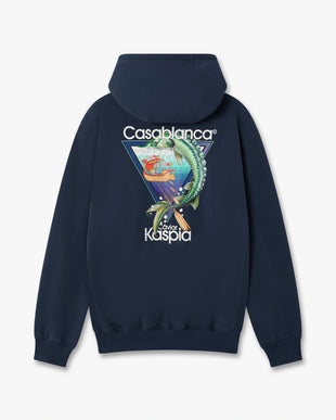 Navy Casa Kaspia New York Club Icon Printed Hooded Sweatshirt