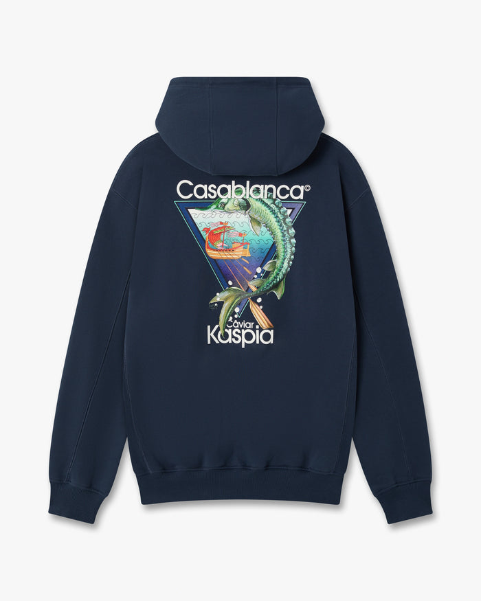 Navy Casa Kaspia New York Club Icon Printed Hooded Sweatshirt