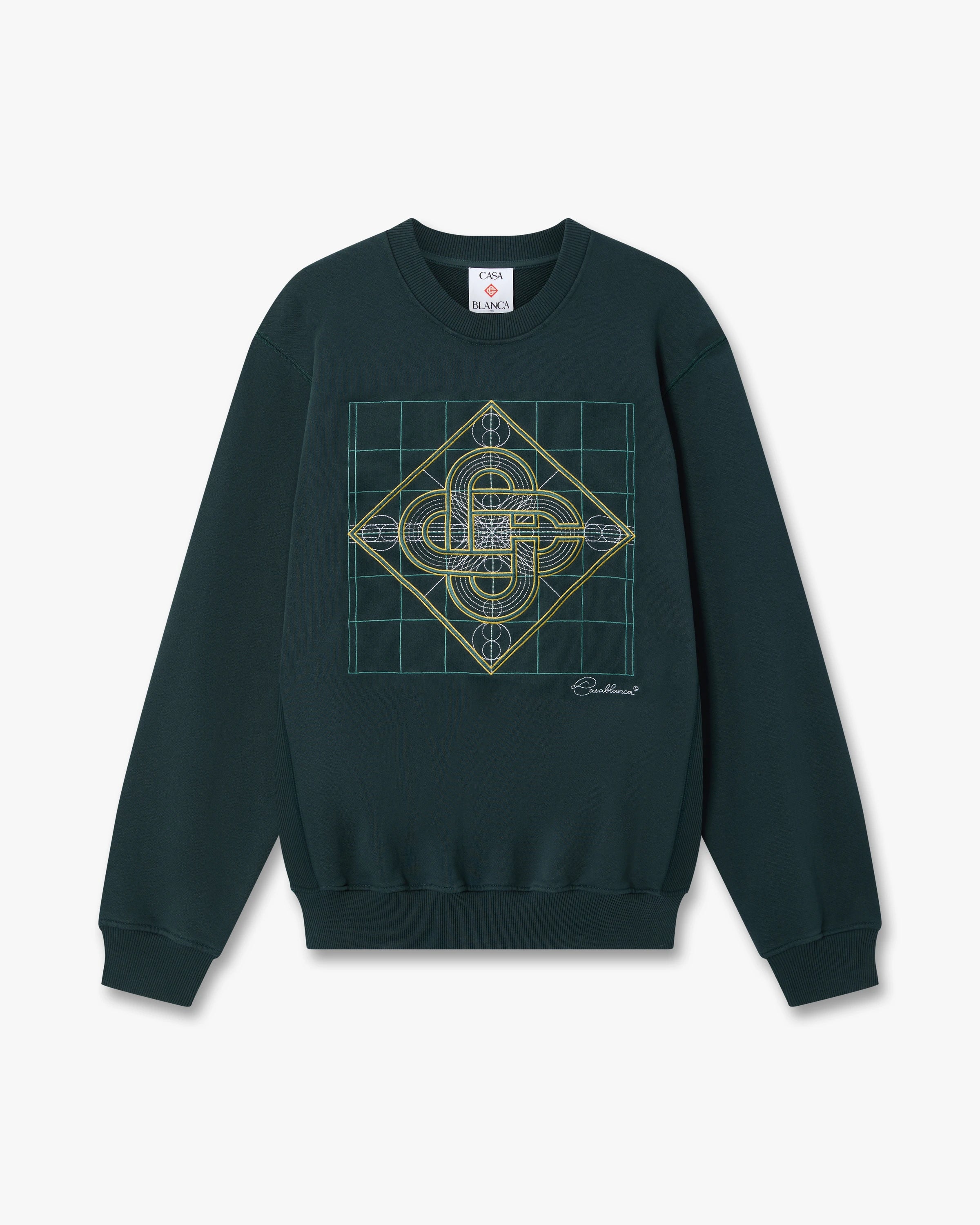Dark Teal Logo Geometrie Sacree Embroidered Sweatshirt
