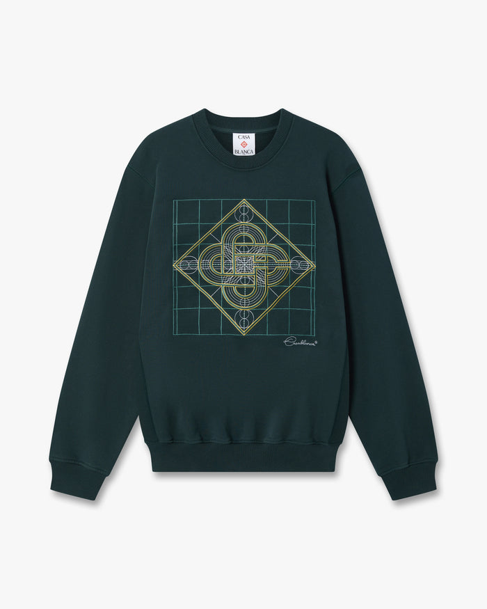 Dark Teal Logo Geometrie Sacree Embroidered Sweatshirt