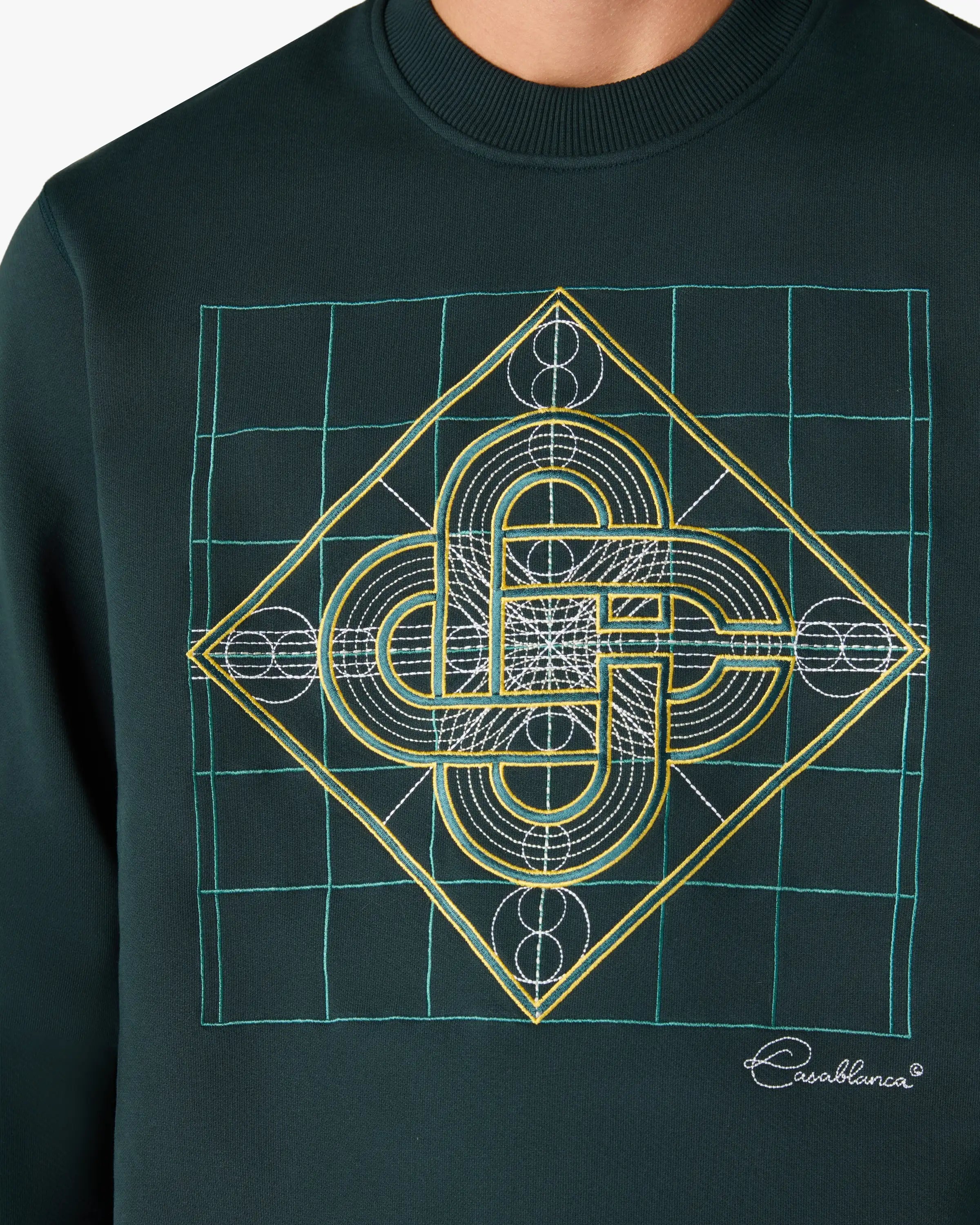 Dark Teal Logo Geometrie Sacree Embroidered Sweatshirt