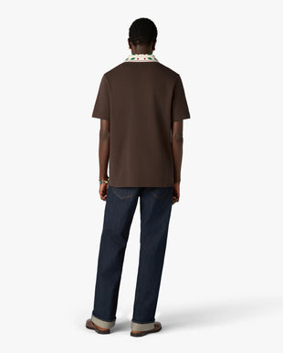 Brown Laurel Pique Short Sleeve Polo Shirt