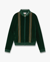 Green & Brown Stripe Velour Track Jacket