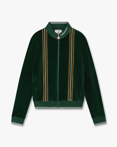 Green & Brown Stripe Velour Track Jacket | Casablanca Paris