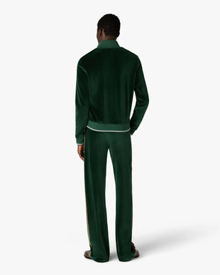 Green & Brown Stripe Velour Track Jacket