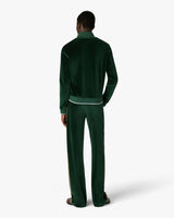 Green & Brown Stripe Velour Track Jacket