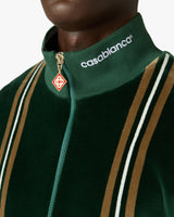 Green & Brown Stripe Velour Track Jacket