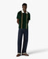 Green & Brown Stripe Velour Short Sleeve Polo Shirt