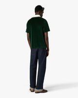 Green & Brown Stripe Velour Short Sleeve Polo Shirt