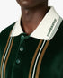 Green & Brown Stripe Velour Short Sleeve Polo Shirt