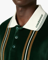 Green & Brown Stripe Velour Short Sleeve Polo Shirt