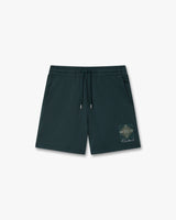 Dark Teal Geometrie Sacree Embroidered Shorts