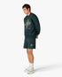 Dark Teal Geometrie Sacree Embroidered Shorts