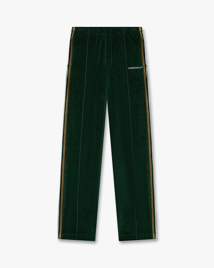 Green & Brown Stripe Velour Track Pants