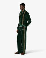 Green & Brown Stripe Velour Track Pants