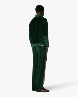 Green & Brown Stripe Velour Track Pants