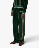 Green & Brown Stripe Velour Track Pants