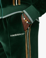Green & Brown Stripe Velour Track Pants